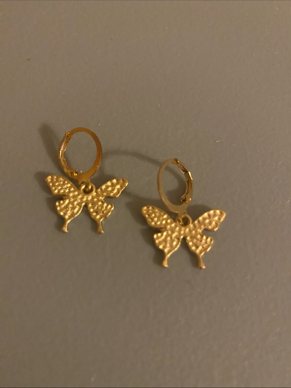 Gold Tone Butterfly Hoop Earrings - Women Jewelry